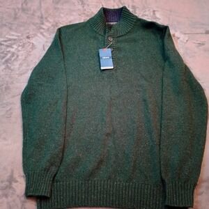 Izod Henley Sweater Mens Size Medium Green Acrylic Blend Classic Preppy Academia